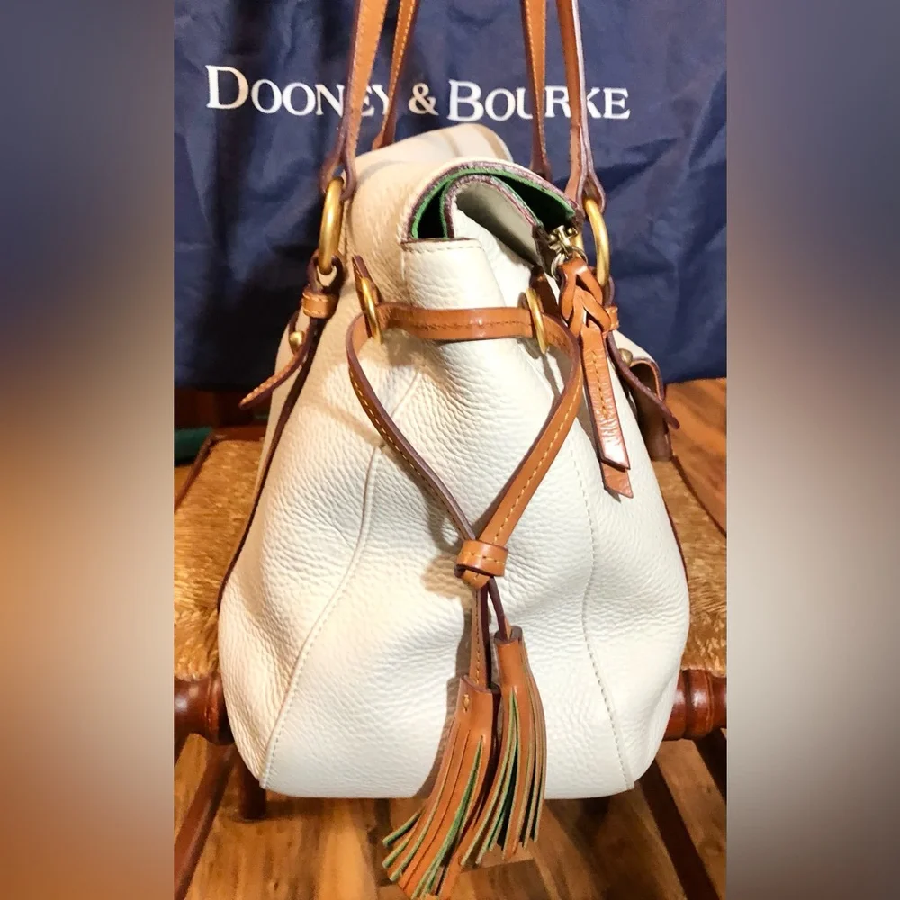 🌹🍃Dooney & Bourke White Leather Florentine Shopper Large Satchel~Shoulder Purse - Picture 5 of 14